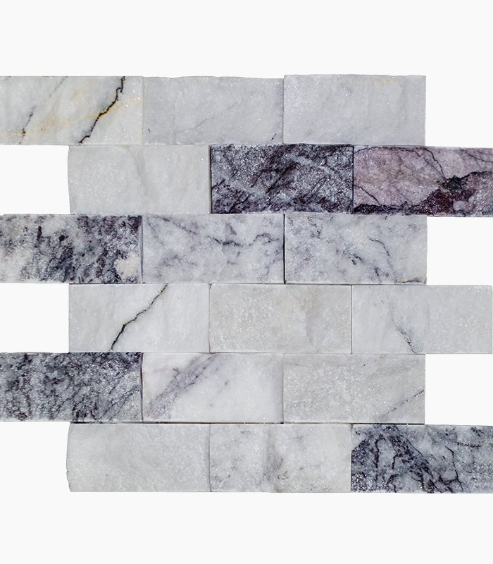 2×4 WHITE LILAC Splitface Marble MOSAIC – Natural Elegance Collection