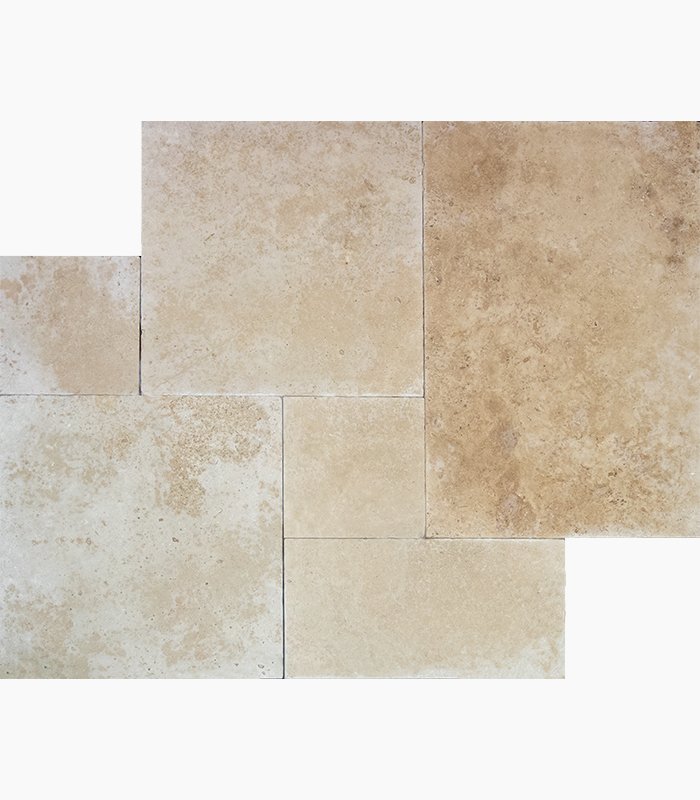 French Pattern IVORY Tumbled Travertine PAVER (+) – Natural Elegance ...